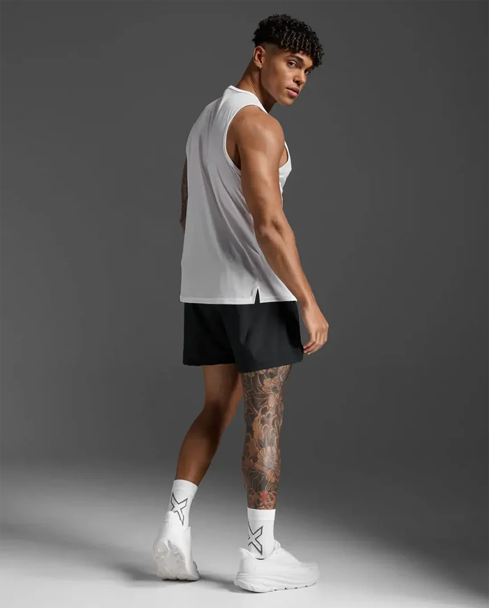 2XU Men's Aero Mesh Tank - White/Silver Reflective