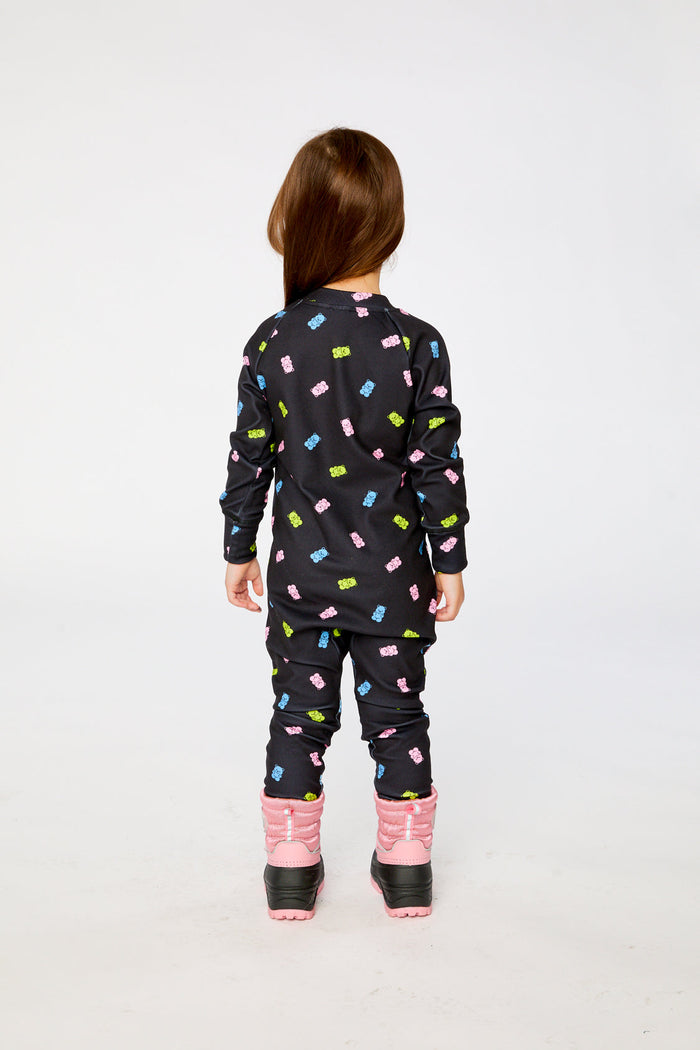 Baby One Piece Thermal Underwear Black Printed Gummy Bears-3