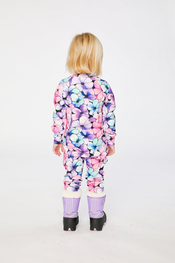 Baby One Piece Thermal Underwear Purple Floral Print-3