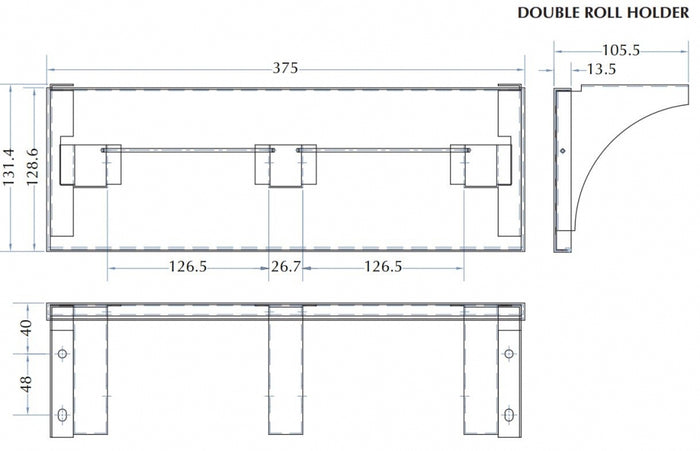 Bradley 5263-MB Double Toilet Roll Holder with Shelf
