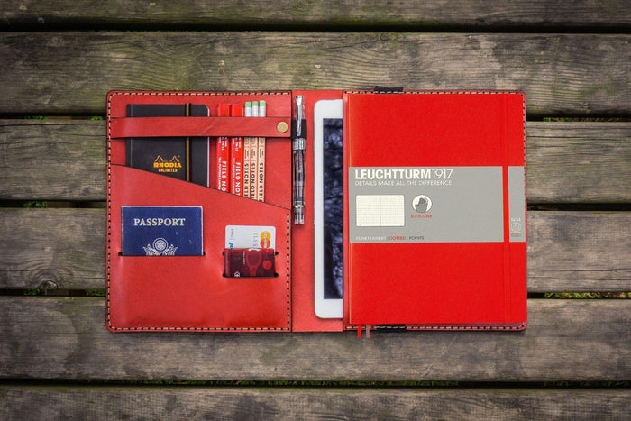 Leather Leuchtturm1917 B5 Notebook & iPad Air/Pro Cover - Red