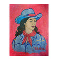 Neon Red & Blue Cowgirl Painting