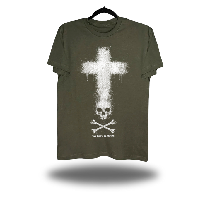 SKULL CROSS MILITARY GREEN CLASSIC TEE