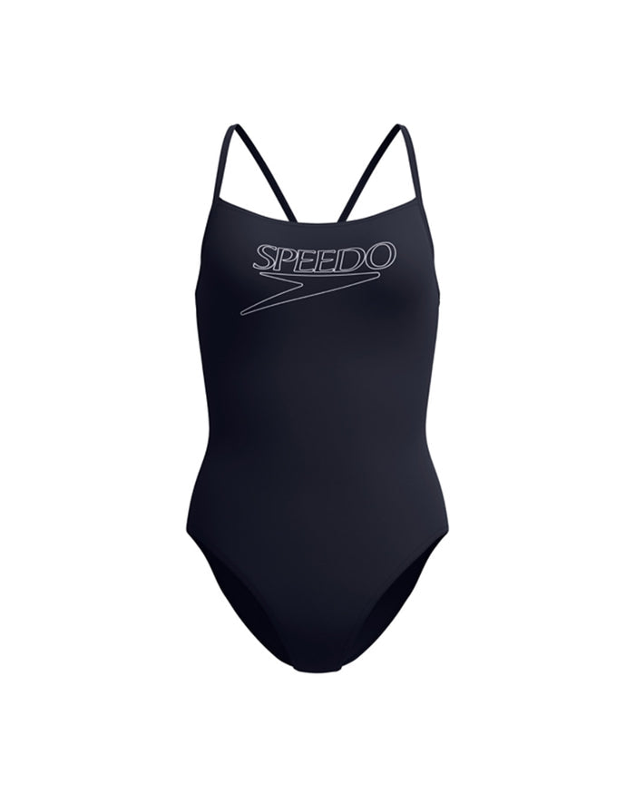 Speedo Women's Endurance+ Logo Thin Strap One Piece (AsiaFit) - Black