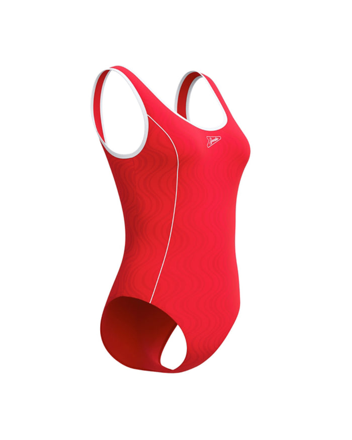 Speedo Women's Texture Bound Scoop One Piece (AsiaFit) - Red/White