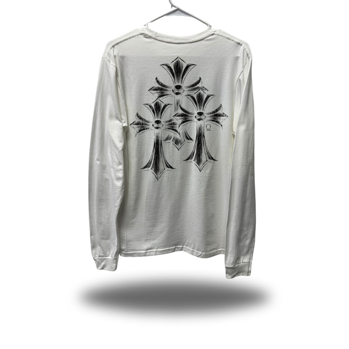 TRIO CROSS WHITE LONG SLEEVE TEE