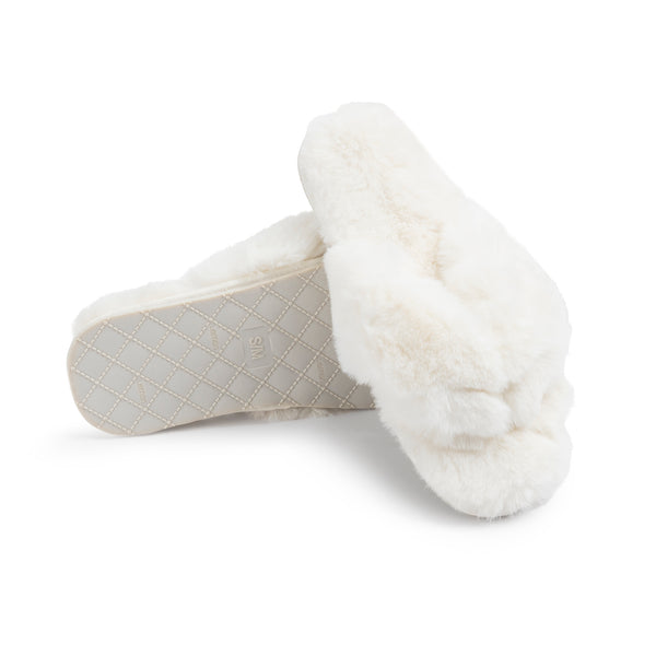 Waterfront Solid Faux Fur Flip-Flop - White | Lemon