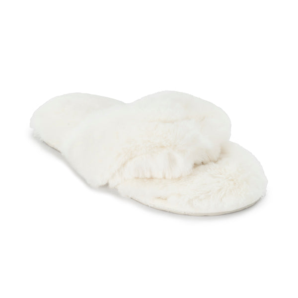 Waterfront Solid Faux Fur Flip-Flop - White | Lemon